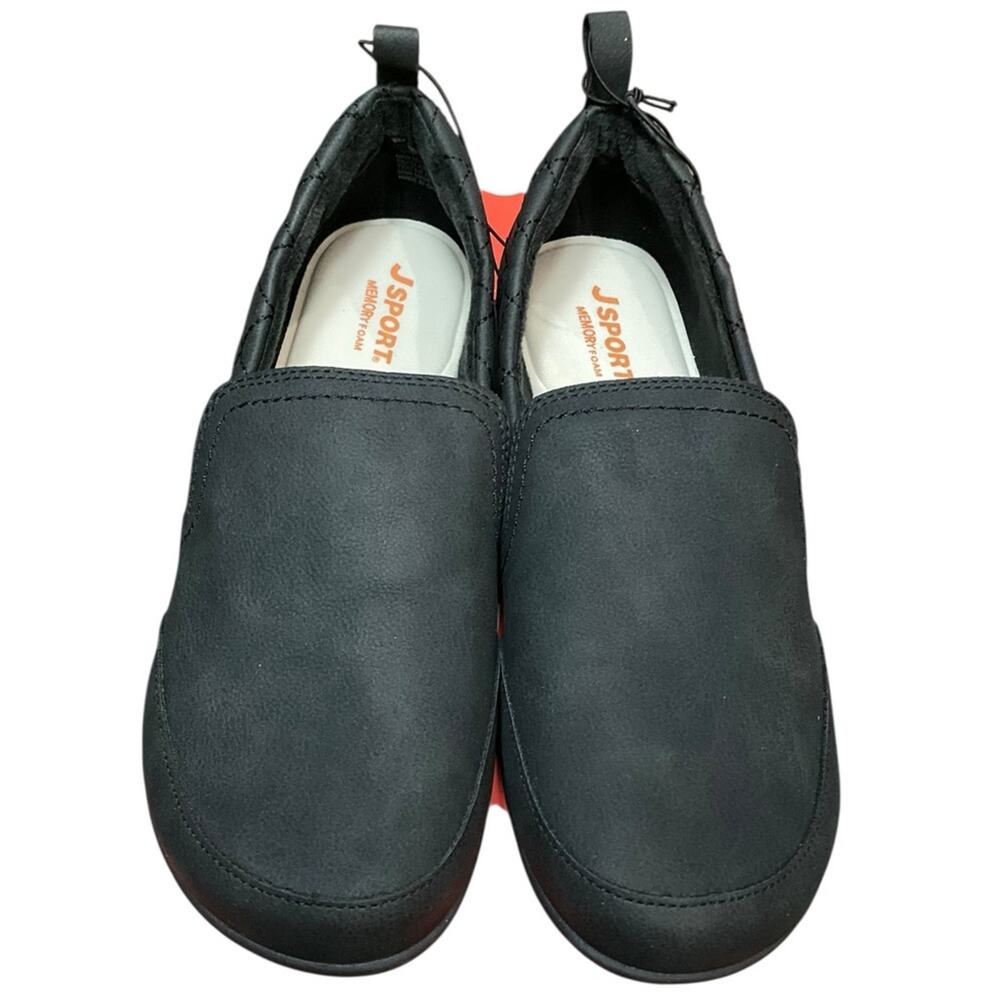 J Sport Memory Foam Comfort Black Slip-On Black Shoes Size 6 NIB NEW